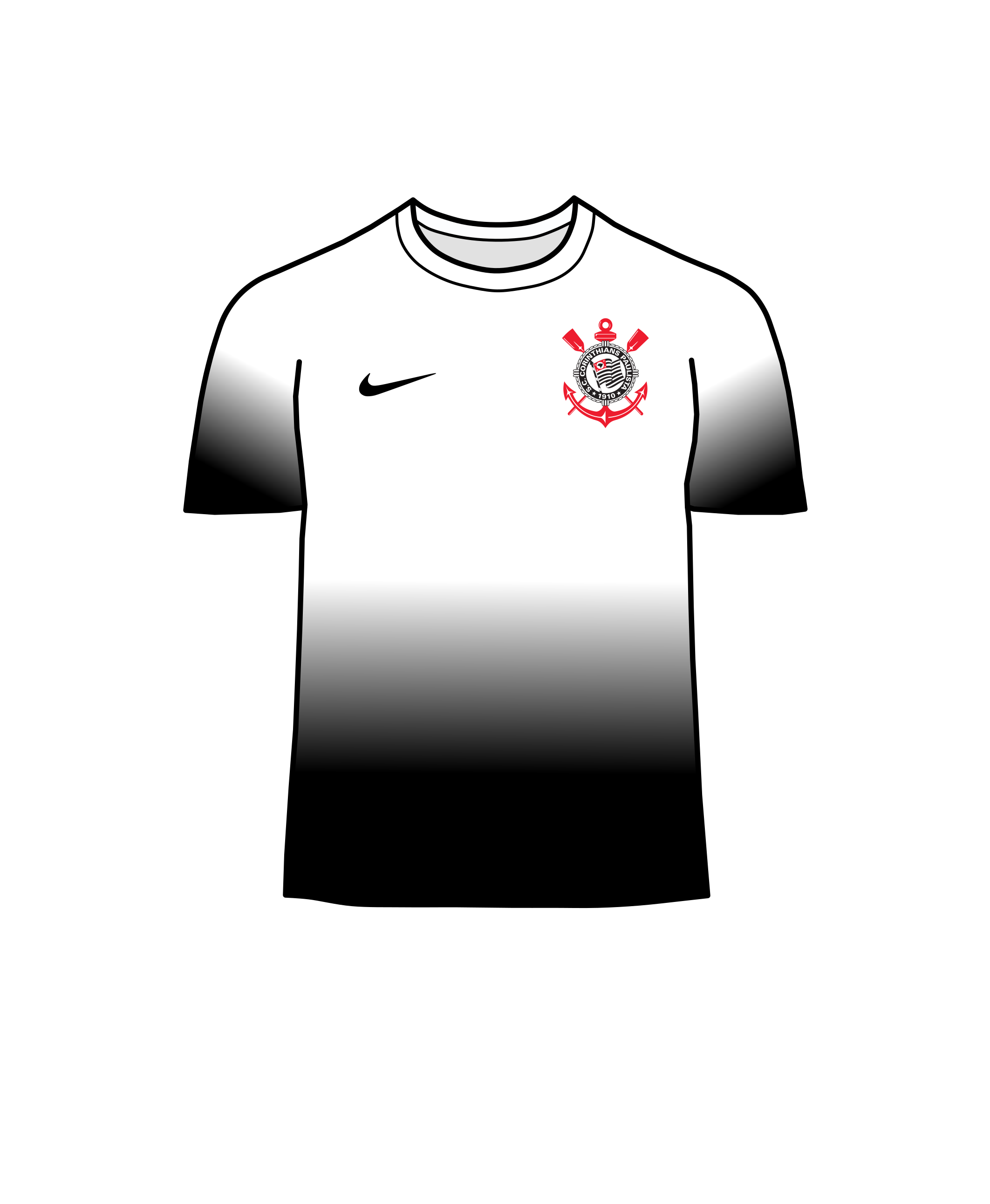 SC Corinthians' classic white shirt with black shorts, inspired by the legendary Corinthian FC of London.