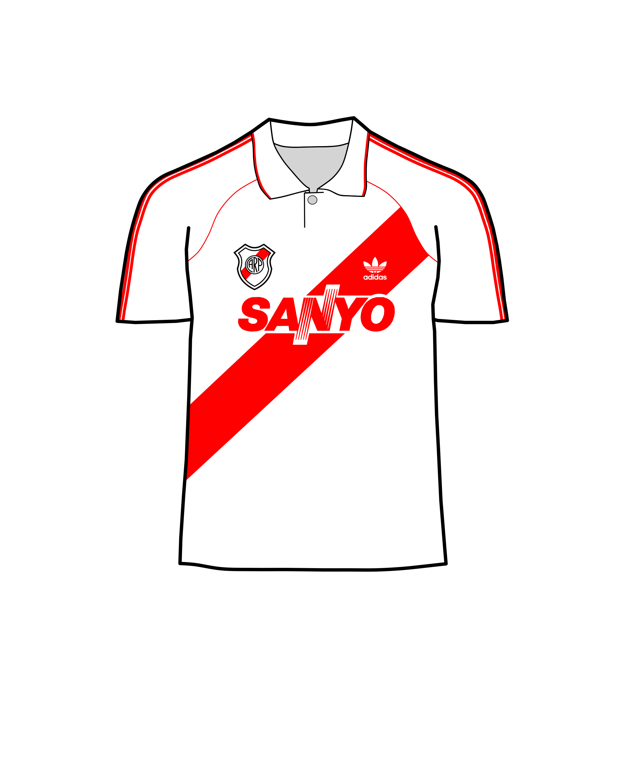 River Plates iconic shirt with a red band.